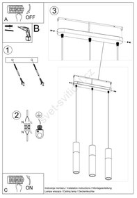Sollux SL.0649 - Lustr BORGIO 3xGU10/40W/230V beton/metal alb
