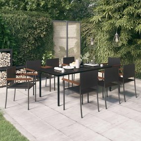 3099418 vidaXL Set mobilier de grădină, 9 piese, negru