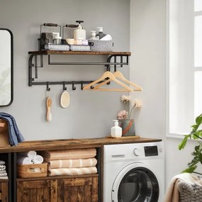 Cuier de perete cu poliță NATE, maro/negru