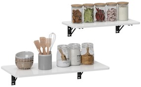 HOMCOM Lot de 2 tables pliantes murales, table murale rabattable en bois, pentru bucătărie, sufragerie, birou, alb lucios | Aosom Romania