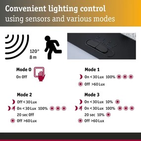 Paulmann 95748 - LED/2,3W IP44 Aplică solară de perete cu senzor ISLEEN 3,7/230V