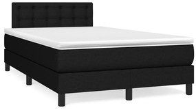 vidaXL Pat cu arcuri, saltea și LED, negru, 120x190 cm, textil