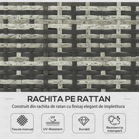 Outsunny Mobilier pentru Grădină cu Canapea cu 2 Locuri, Șezlong și Măsuță, Set pentru Grădină din Ratan, 62x124x62 cm, Gri | Aosom Romania