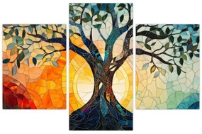 Tablou – Mozaic – soare și arbore I. (90x60 cm)