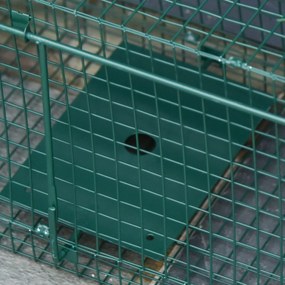 PawHut Capcană pentru Animale Mici cu Ușă Dublă, 100x25x28 cm, Verde | Aosom Romania