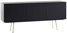 Comoda TV Limo, picioare aurii, deschidere push-pull - NEGRU