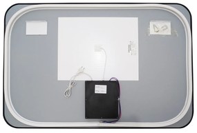 🪞 Oglindă LED cu Touch și Funcție Dezaburire – Ramă Negru, 120x80 cm, Model J187-12080 Smack