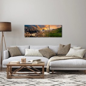 Tablou - Oglindirea în lacul montan (cu ceas) (90x30 cm)