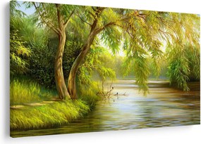 Tablou - Salcie lângă lac, pictură în ulei (90x60 cm)