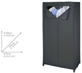 Șifonier negru din material textil 75x150 cm Deep – Wenko