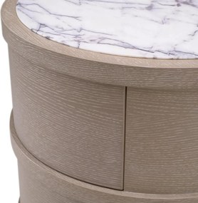 Noptiera/ masuta laterala design LUX Cabana round, stejar albit