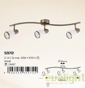 Lustra, Plafoniera cu 3 spoturi design modern, finisaj bronz, Elite 5972 RX