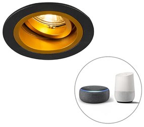 Spotlight inteligent încastrat negru cu auriu inclinabil inclusiv Wifi GU10 - Chuck