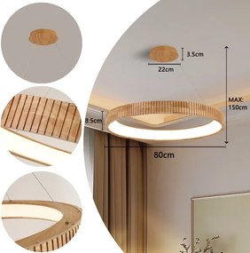 Brilagi - Lustră LED FALCON WOOD MODERN, suspendată pe cablu, LED/60W/230V, Ø 80 cm, lemn