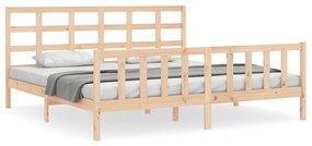 3192121 vidaXL Cadru pat cu tăblie 200x200 cm, lemn masiv de pin