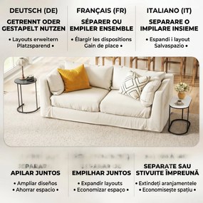 HOMCOM Set 2 Măsuțe de Cafea Suprapuse cu Cadru Metalic pentru Sufragerie și Birou, Gri și Alb | Aosom Romania