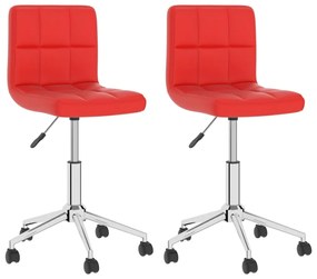 334469 vidaXL Scaune de sufragerie pivotante 2 buc. roșu piele artificială