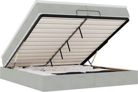 vidaXL Cadru de pat otoman cu saltele Gri deschis 200x200cm catifea