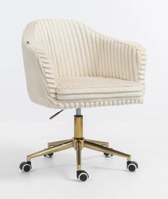 HR832K Scaun Cappuccino Teddy Cord cu Bază Aurie