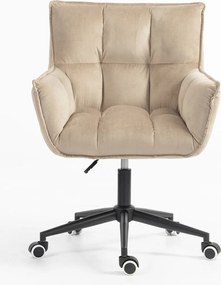 HR560K Scaun Catifea Latte cu Bază Neagră