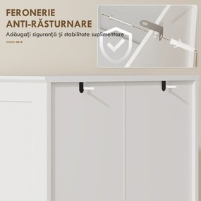 HOMCOM Dulap Bucătărie 162 cm, Credenza, Uși Acrilice Soft-Close, Rafturi, Alb. | Aosom Romania