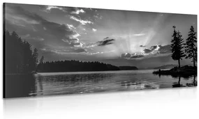 Tablou lac de munte  alb-negru