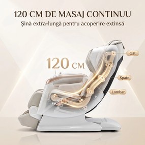 Fotoliu masaj 4D ROVO Luxury cu Zero Gravity, sina 120 cm si incalzire lombara, Bej