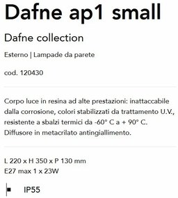 Aplica de perete exterior IP55 DAFNE AP1 SMALL BIANCO