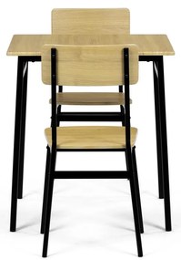 Set de masă Industrial cu 2 scaune, 70 x 70 x 76cm, stejar sălbatic