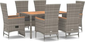 vidaXL Set mobilier de grădină cu perne, 7 piese, gri, poliratan