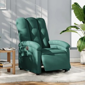 vidaXL Fotoliu rabatabil electric, verde închis, material textil