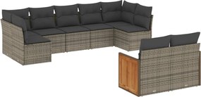 vidaXL Set canapele de grădină, 9 piese, cu perne, gri, poliratan