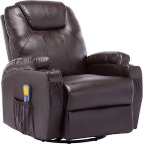 vidaXL Fotoliu de masaj balansoar, maro, piele ecologică