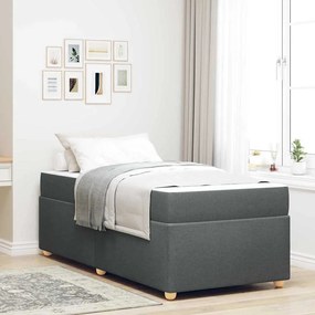 vidaXL Cadru de pat cu saltea Altele Gri închis 90 x 190 cm țesătură