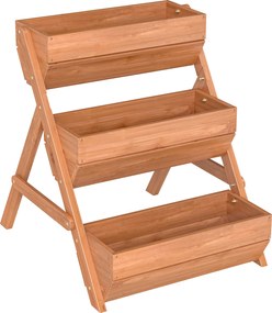 Outsunny Jardiniere verticală cu 3 niveluri din lemn, 3 cutii de plantare cu orificii de scurgere Maro | Aosom Romania
