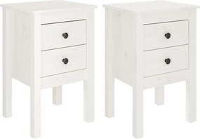 vidaXL Noptiere, 2 buc., alb, 40x35x61,5 cm, lemn masiv de pin