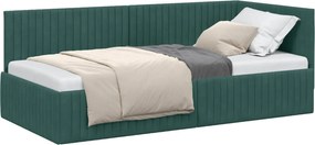 vidaXL Cadru de pat colțar Verde închis 90 cm x 200 cm Catifea