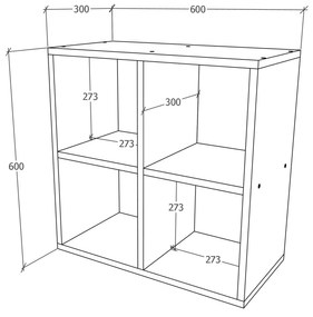 Etajera haaus Rico, 4 Casete, Stejar Natur, L 60 x l 30 x H 60 cm