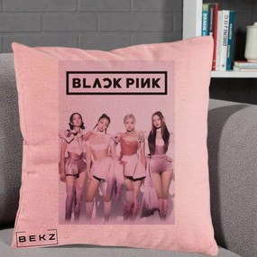 Perna Personalizata K-pop BLACKPINK Poster Roz Tinute Coordonate, 40x40 cm, Roz, Husa Detasabila, Perna Inclusa, BEKZ®