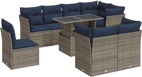 vidaXL Set canapele grădină cu perne 9 piese gri poliratan/lemn acacia