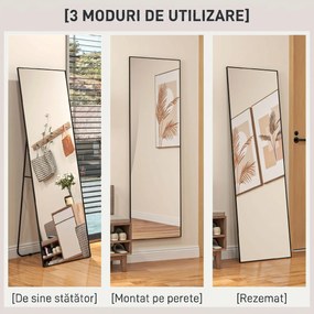 HOMCOM Oglindă Înaltă de Podea sau Perete pentru Dormitor și Cameră de zi, 40x4x150 cm, Negru | Aosom Romania