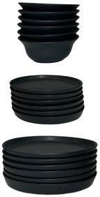 Set Farfurii Vulcano CARBON 18 piese (6 farfurii 25cm, 6 farfurii 20cm, 6 boluri 450ml)