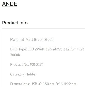 Veioza LED design decorativ ANDE verde, NVL-9050174