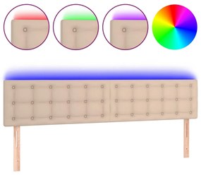 vidaXL Tăblie de pat cu LED cappuccino 160x5x78/88 cm piele ecologică
