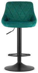 Scaun de bar verde KAST VELVET cu picior negru