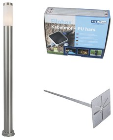 Lampă de exterior cu stâlp din oțel 110 cm IP44 - Rox cu țăruș de sol și racord pentru cablu