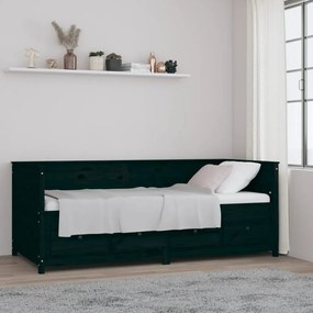 820910 vidaXL Pat de zi, negru, 80x200 cm, lemn masiv de pin