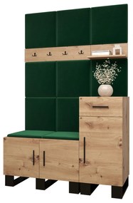 Set mobilier pentru hol Amanda 5 (Stejar artisan + verde). 1085899