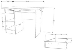 Birou haaus Togo, 1 Sertar, O Usa, Stejar Sonoma, 110 x 60 x 75 cm