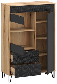 Vitrină Botones 2 (stejar evoke + negru) . 1116769